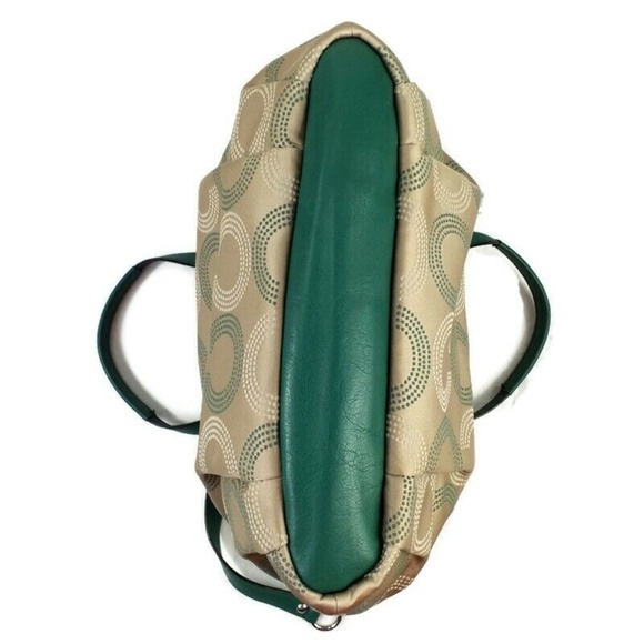 ASHLEY DOTTED OP ART NORTH/SOUTH SATCHEL (COACH F25183) SILVER/KHAKI/AEG… - Picture 14 of 17